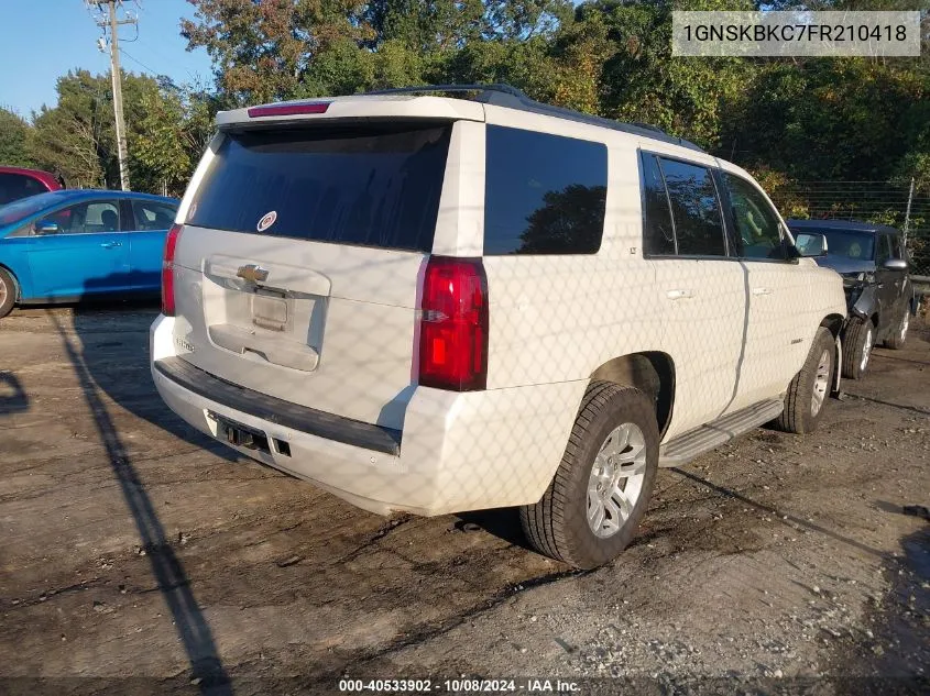 2015 Chevrolet Tahoe Lt VIN: 1GNSKBKC7FR210418 Lot: 40533902