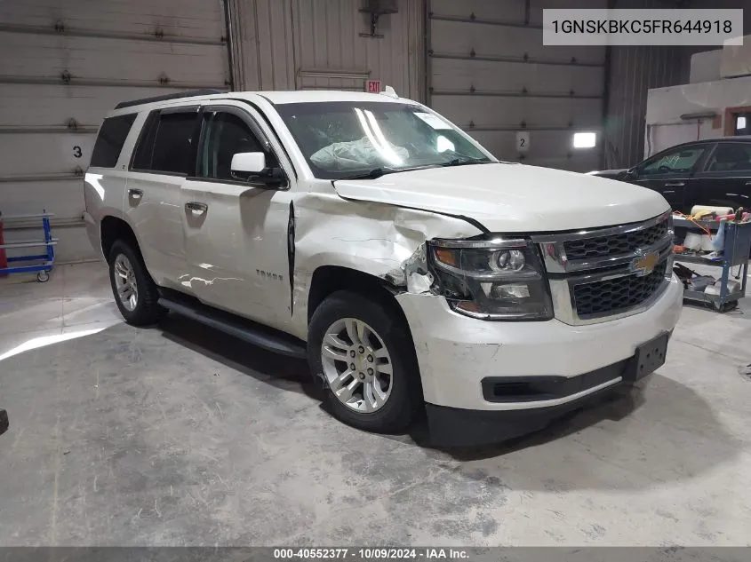 2015 Chevrolet Tahoe K1500 Lt VIN: 1GNSKBKC5FR644918 Lot: 40552377