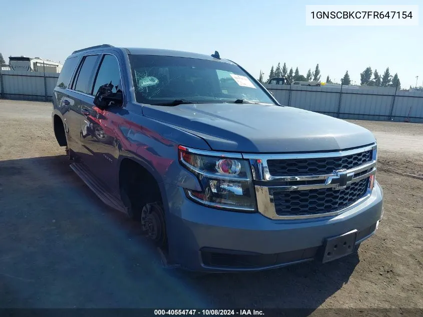 2015 Chevrolet Tahoe Lt VIN: 1GNSCBKC7FR647154 Lot: 40554747