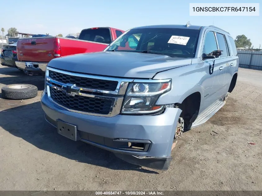 2015 Chevrolet Tahoe Lt VIN: 1GNSCBKC7FR647154 Lot: 40554747