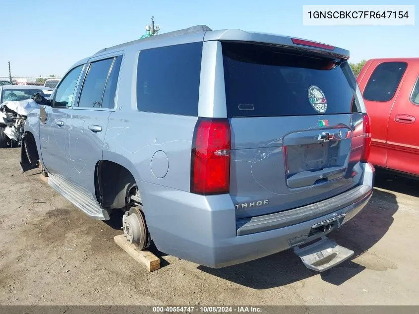 2015 Chevrolet Tahoe Lt VIN: 1GNSCBKC7FR647154 Lot: 40554747