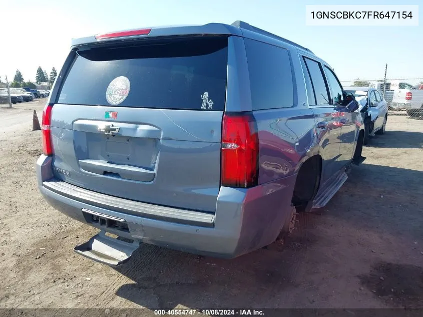 2015 Chevrolet Tahoe Lt VIN: 1GNSCBKC7FR647154 Lot: 40554747