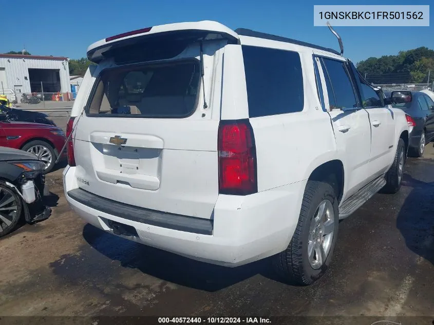 2015 Chevrolet Tahoe Lt VIN: 1GNSKBKC1FR501562 Lot: 40572440