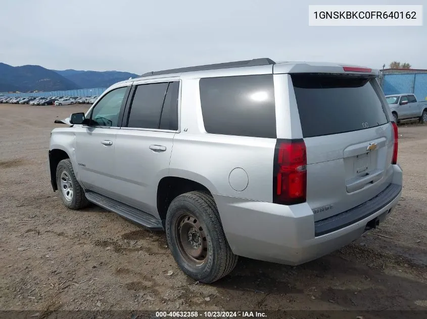 2015 Chevrolet Tahoe Lt VIN: 1GNSKBKC0FR640162 Lot: 40632358