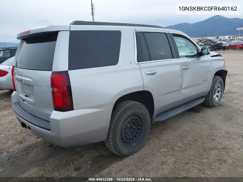 2015 Chevrolet Tahoe Lt VIN: 1GNSKBKC0FR640162 Lot: 40632358