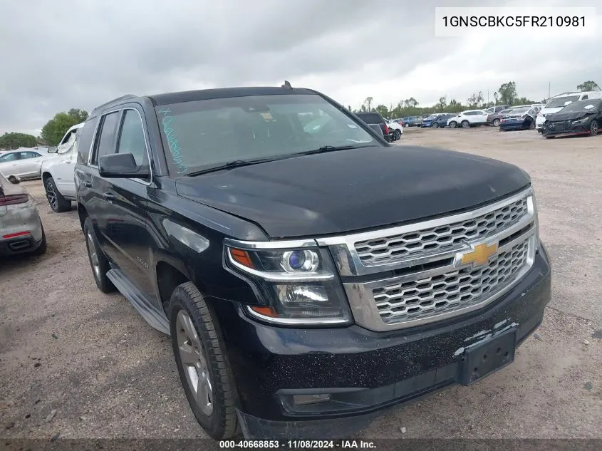 2015 Chevrolet Tahoe Lt VIN: 1GNSCBKC5FR210981 Lot: 40668853