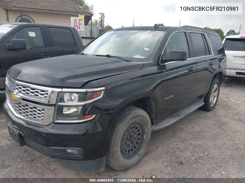 2015 Chevrolet Tahoe Lt VIN: 1GNSCBKC5FR210981 Lot: 40668853