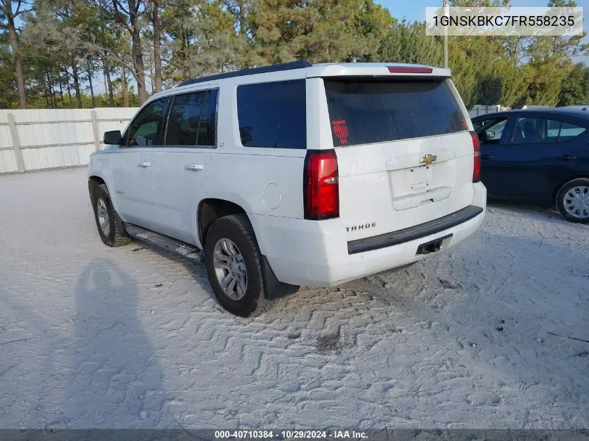 2015 Chevrolet Tahoe Lt VIN: 1GNSKBKC7FR558235 Lot: 40710384