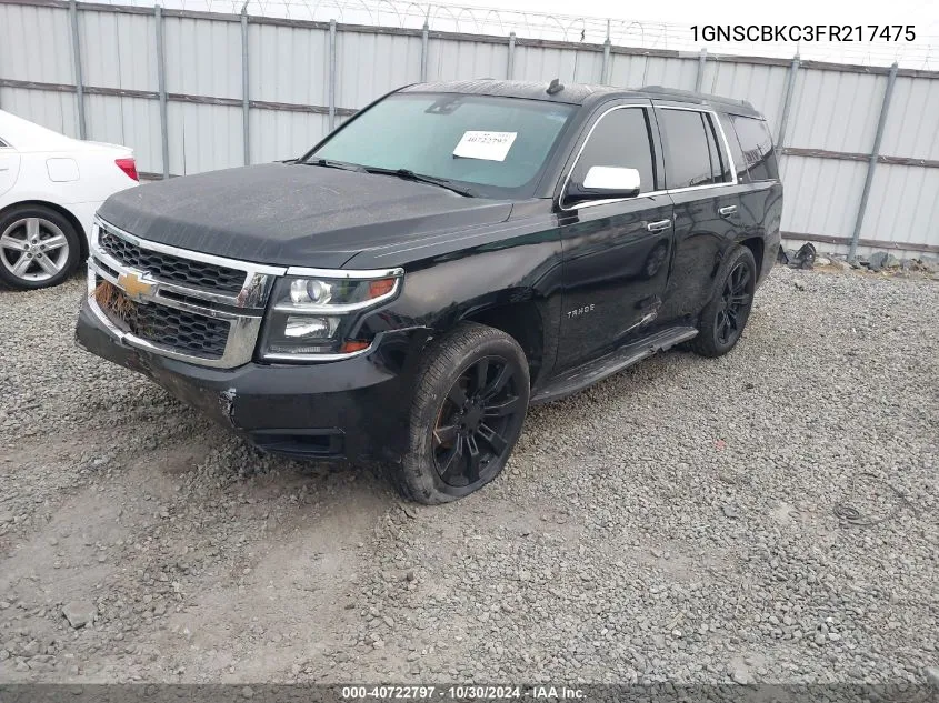 2015 Chevrolet Tahoe Lt VIN: 1GNSCBKC3FR217475 Lot: 40722797