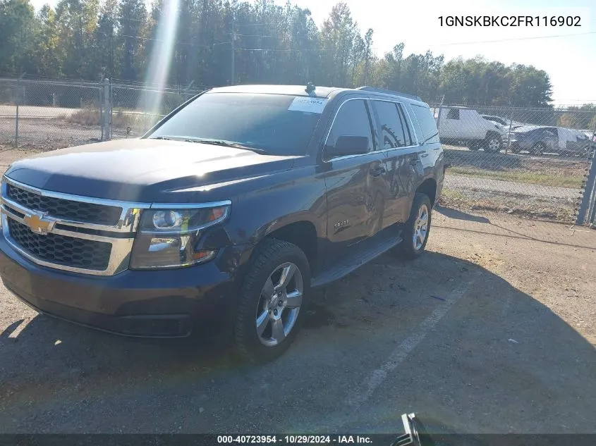 2015 Chevrolet Tahoe Lt VIN: 1GNSKBKC2FR116902 Lot: 40723954