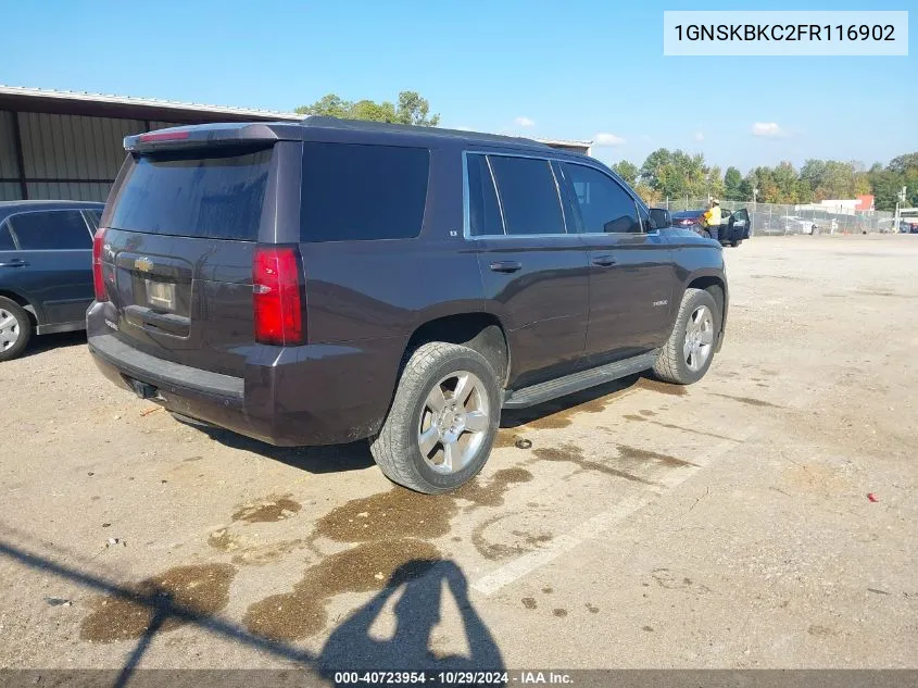 2015 Chevrolet Tahoe Lt VIN: 1GNSKBKC2FR116902 Lot: 40723954