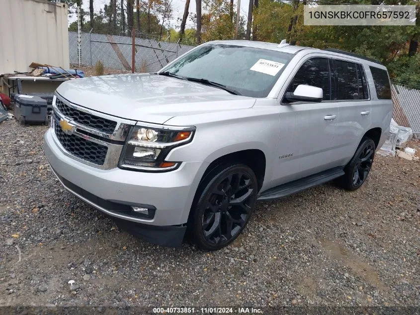 2015 Chevrolet Tahoe Lt VIN: 1GNSKBKC0FR657592 Lot: 40733851