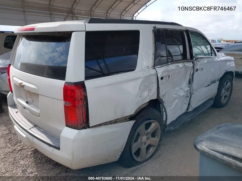 2015 Chevrolet Tahoe Lt VIN: 1GNSCBKC8FR746467 Lot: 40753680