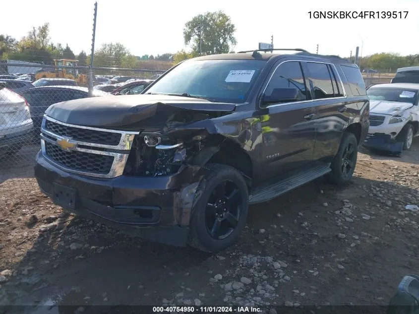 2015 Chevrolet Tahoe Lt VIN: 1GNSKBKC4FR139517 Lot: 40754950