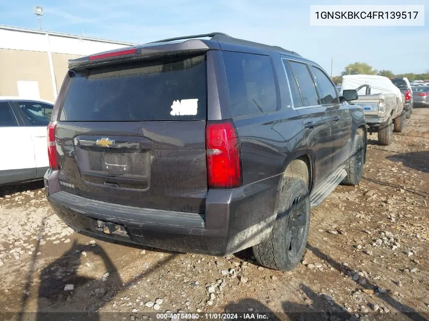 2015 Chevrolet Tahoe Lt VIN: 1GNSKBKC4FR139517 Lot: 40754950