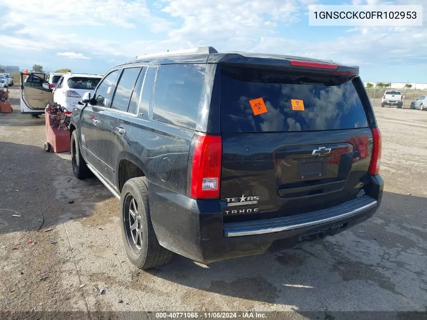 2015 Chevrolet Tahoe Ltz VIN: 1GNSCCKC0FR102953 Lot: 40771065