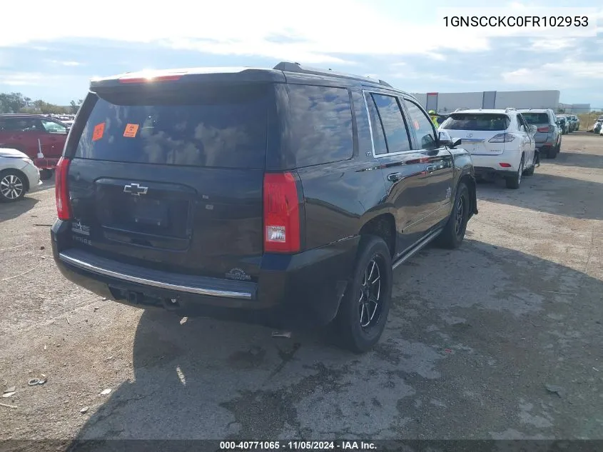 2015 Chevrolet Tahoe Ltz VIN: 1GNSCCKC0FR102953 Lot: 40771065