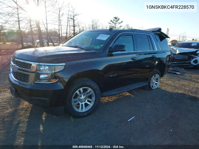 2015 Chevrolet Tahoe Lt VIN: 1GNSKBKC4FR228570 Lot: 40840445