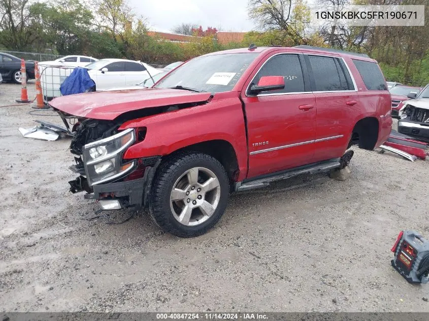 2015 Chevrolet Tahoe Lt VIN: 1GNSKBKC5FR190671 Lot: 40847254