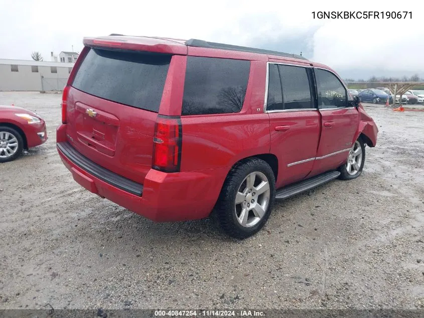 2015 Chevrolet Tahoe Lt VIN: 1GNSKBKC5FR190671 Lot: 40847254