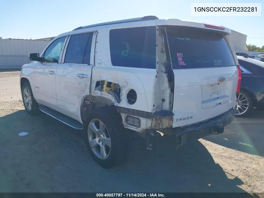 2015 Chevrolet Tahoe Ltz VIN: 1GNSCCKC2FR232281 Lot: 40857797