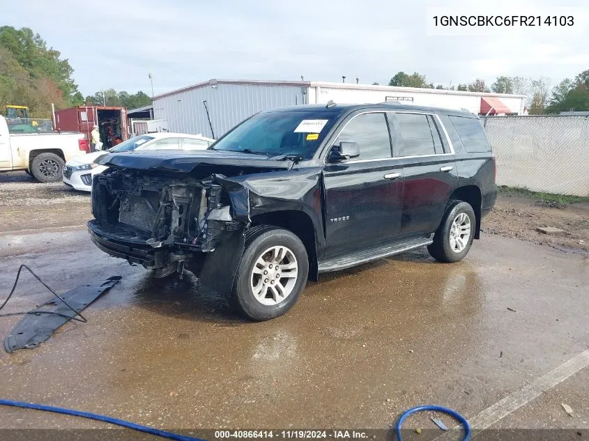 1GNSCBKC6FR214103 2015 Chevrolet Tahoe Lt