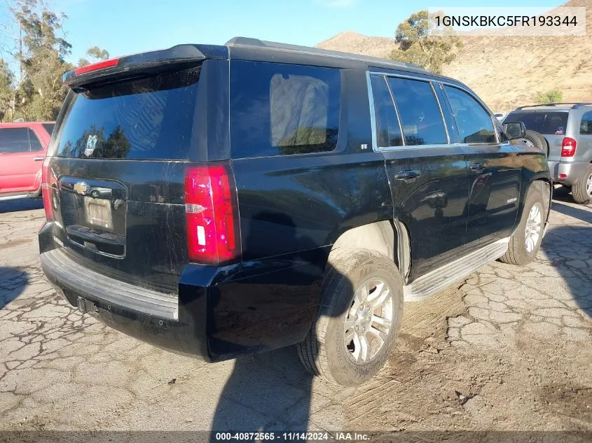 2015 Chevrolet Tahoe Lt VIN: 1GNSKBKC5FR193344 Lot: 40872565