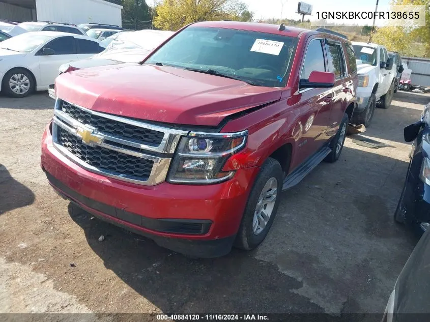 2015 Chevrolet Tahoe Lt VIN: 1GNSKBKC0FR138655 Lot: 40884120