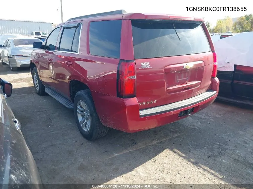 2015 Chevrolet Tahoe Lt VIN: 1GNSKBKC0FR138655 Lot: 40884120