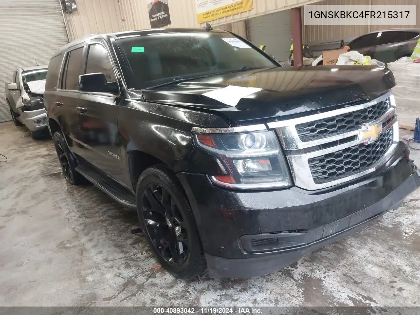 2015 Chevrolet Tahoe Lt VIN: 1GNSKBKC4FR215317 Lot: 40893042