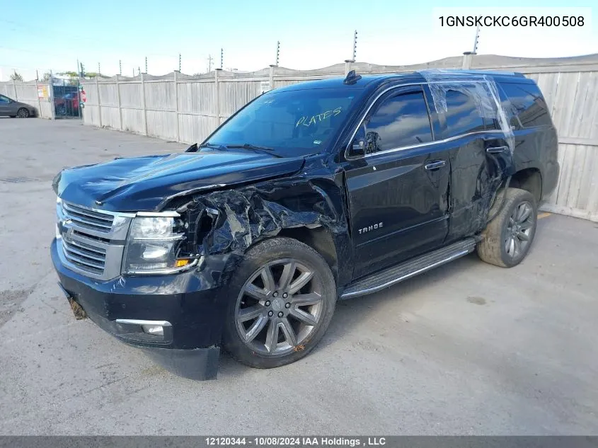 2016 Chevrolet Tahoe K1500 Ltz VIN: 1GNSKCKC6GR400508 Lot: 12120344