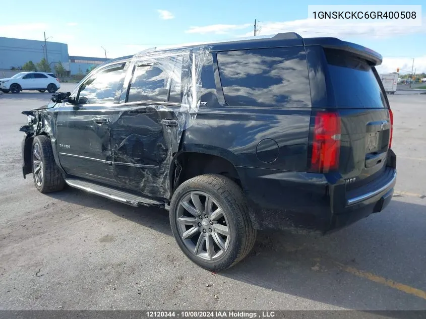 2016 Chevrolet Tahoe K1500 Ltz VIN: 1GNSKCKC6GR400508 Lot: 12120344