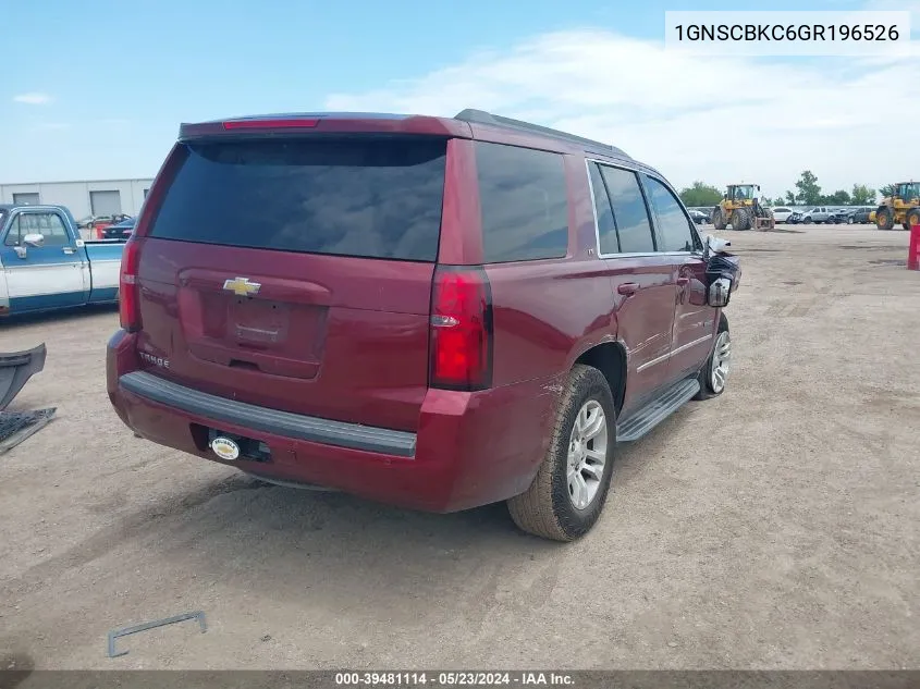 1GNSCBKC6GR196526 2016 Chevrolet Tahoe Lt