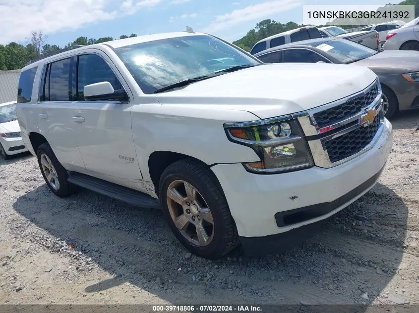 2016 Chevrolet Tahoe Lt VIN: 1GNSKBKC3GR241392 Lot: 39718806