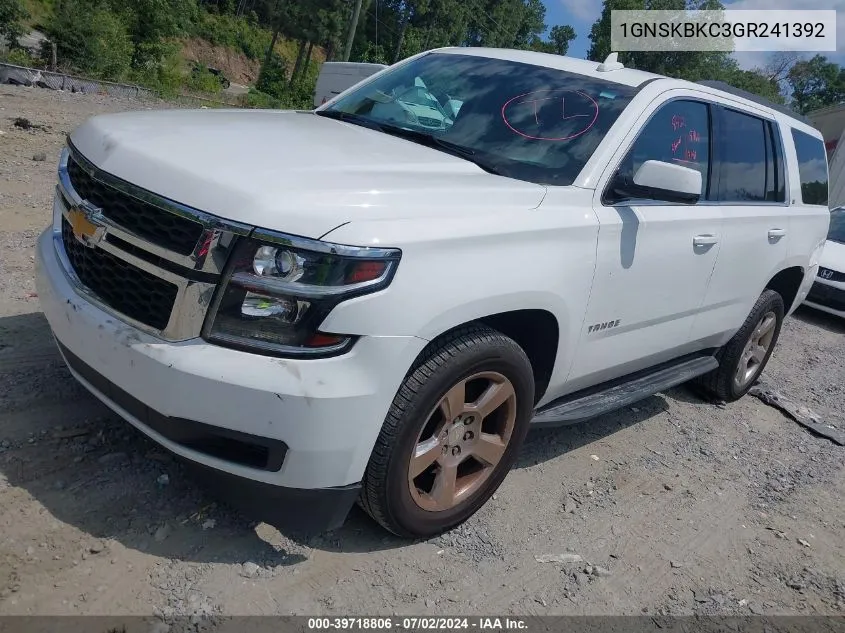 2016 Chevrolet Tahoe Lt VIN: 1GNSKBKC3GR241392 Lot: 39718806