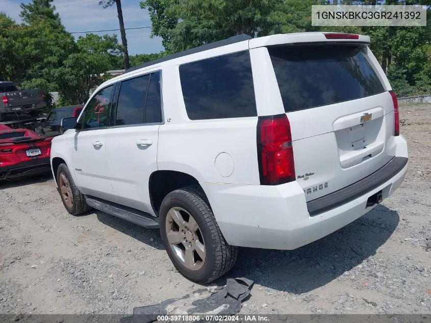 2016 Chevrolet Tahoe Lt VIN: 1GNSKBKC3GR241392 Lot: 39718806