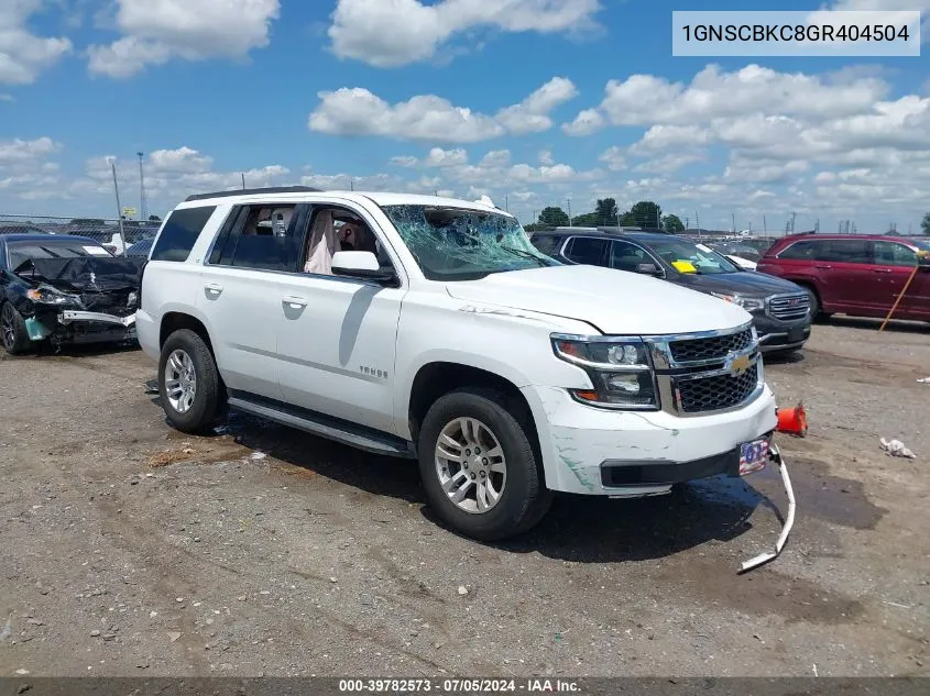 2016 Chevrolet Tahoe Lt VIN: 1GNSCBKC8GR404504 Lot: 39782573