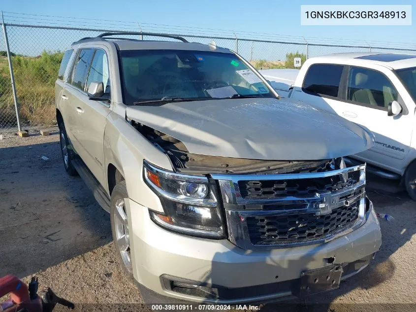 2016 Chevrolet Tahoe Lt VIN: 1GNSKBKC3GR348913 Lot: 39810911