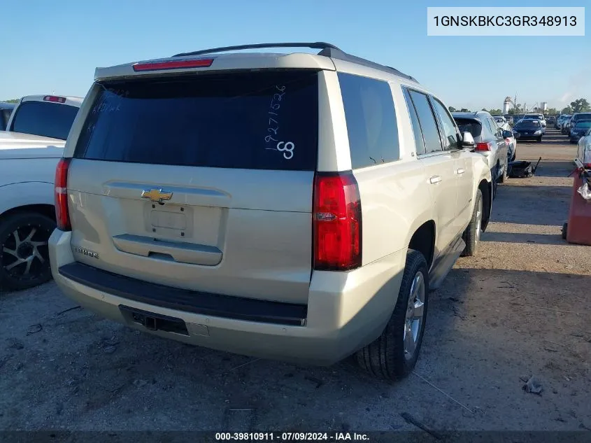 2016 Chevrolet Tahoe Lt VIN: 1GNSKBKC3GR348913 Lot: 39810911