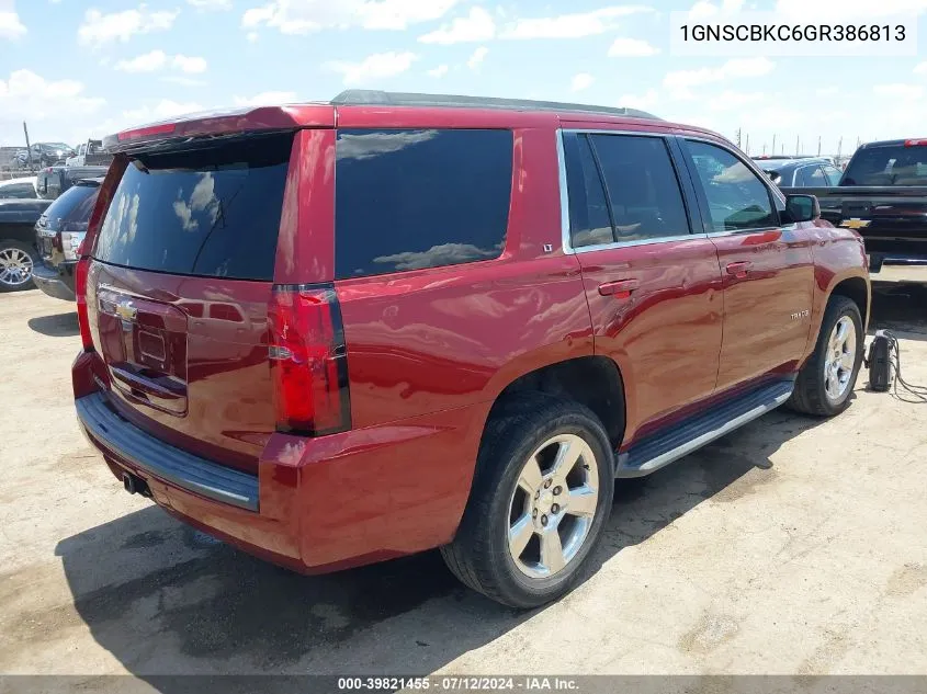 2016 Chevrolet Tahoe Lt VIN: 1GNSCBKC6GR386813 Lot: 39821455