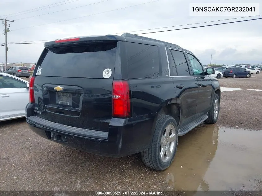 2016 Chevrolet Tahoe Ls VIN: 1GNSCAKC7GR232041 Lot: 39898529