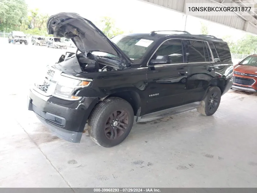 1GNSKBKCXGR231877 2016 Chevrolet Tahoe K1500 Lt