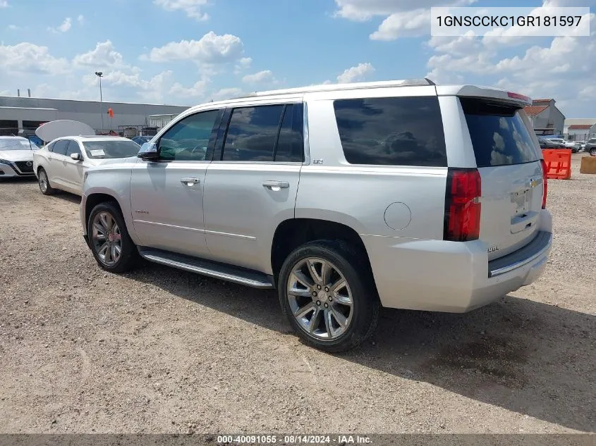 2016 Chevrolet Tahoe Ltz VIN: 1GNSCCKC1GR181597 Lot: 40091055