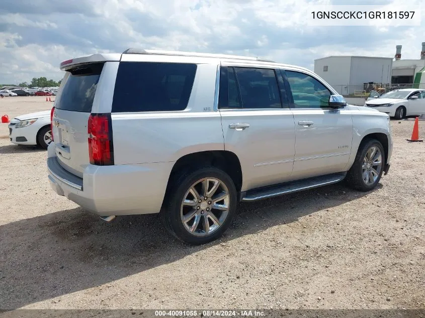 2016 Chevrolet Tahoe Ltz VIN: 1GNSCCKC1GR181597 Lot: 40091055