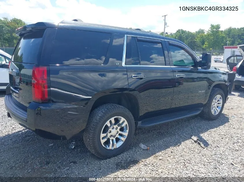 2016 Chevrolet Tahoe Lt VIN: 1GNSKBKC4GR334325 Lot: 40121973