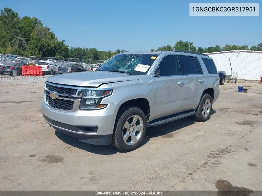 1GNSCBKC3GR317951 2016 Chevrolet Tahoe Lt