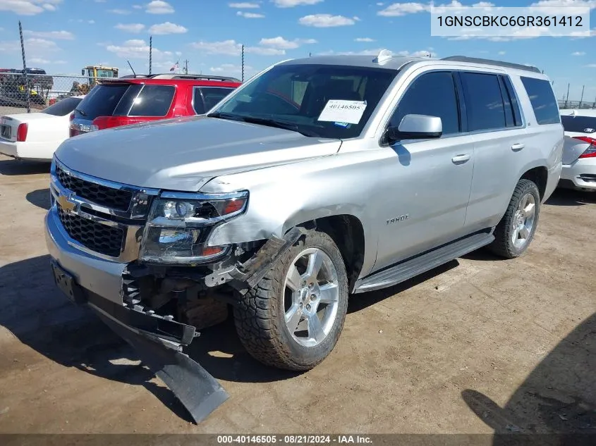 2016 Chevrolet Tahoe Lt VIN: 1GNSCBKC6GR361412 Lot: 40146505