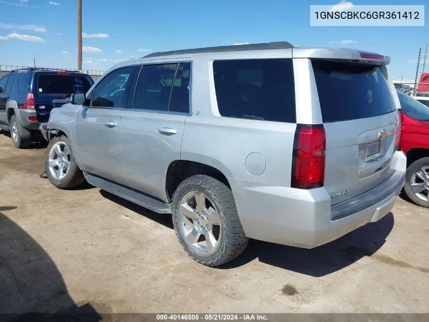 2016 Chevrolet Tahoe Lt VIN: 1GNSCBKC6GR361412 Lot: 40146505