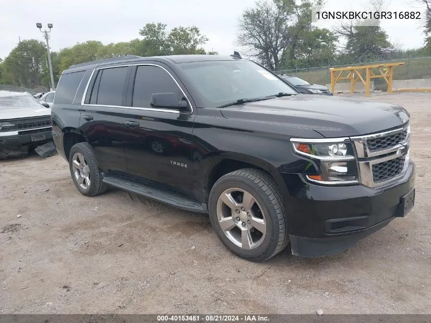 1GNSKBKC1GR316882 2016 Chevrolet Tahoe Lt