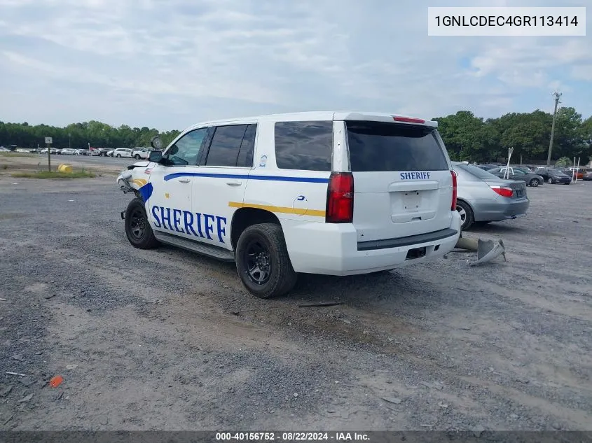 2016 Chevrolet Tahoe Commercial Fleet VIN: 1GNLCDEC4GR113414 Lot: 40156752